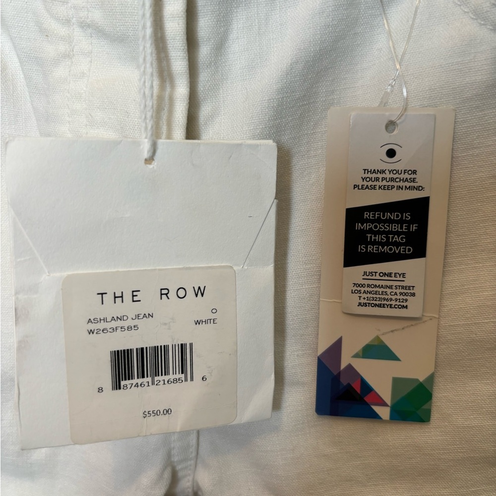$550 The Row Ashland White Mid-Rise Straight Denim Jeans 0 NWT - Picture 9 of 15